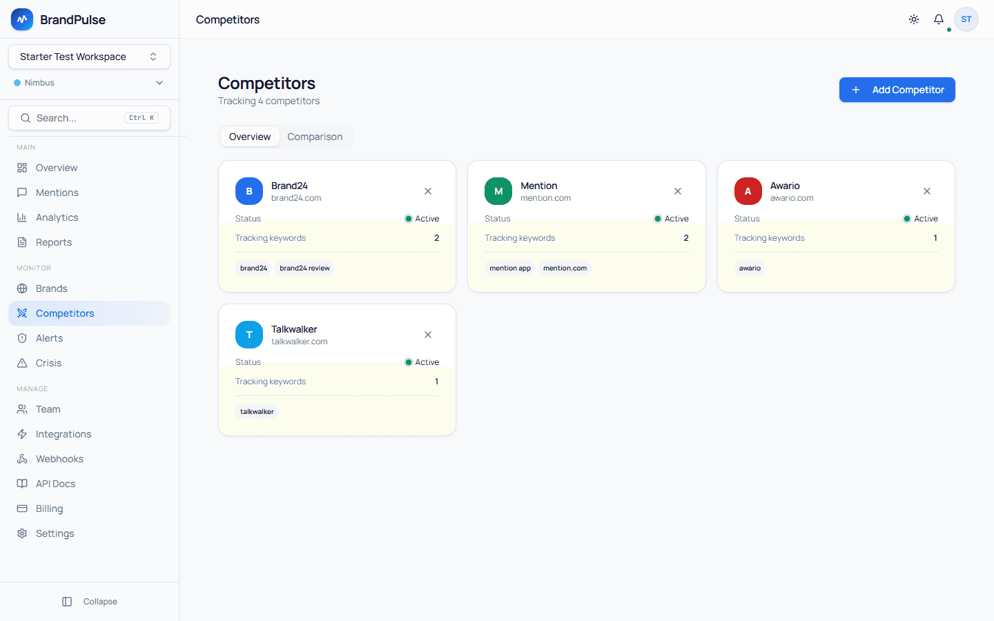 BrandPulse competitor tracking